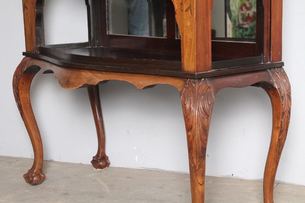 Dutch inlaid walnut glass cabinet, late 19th century 6