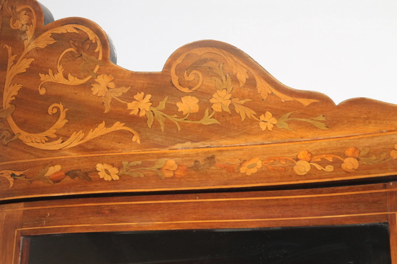 Dutch inlaid walnut glass cabinet, late 19th century 7