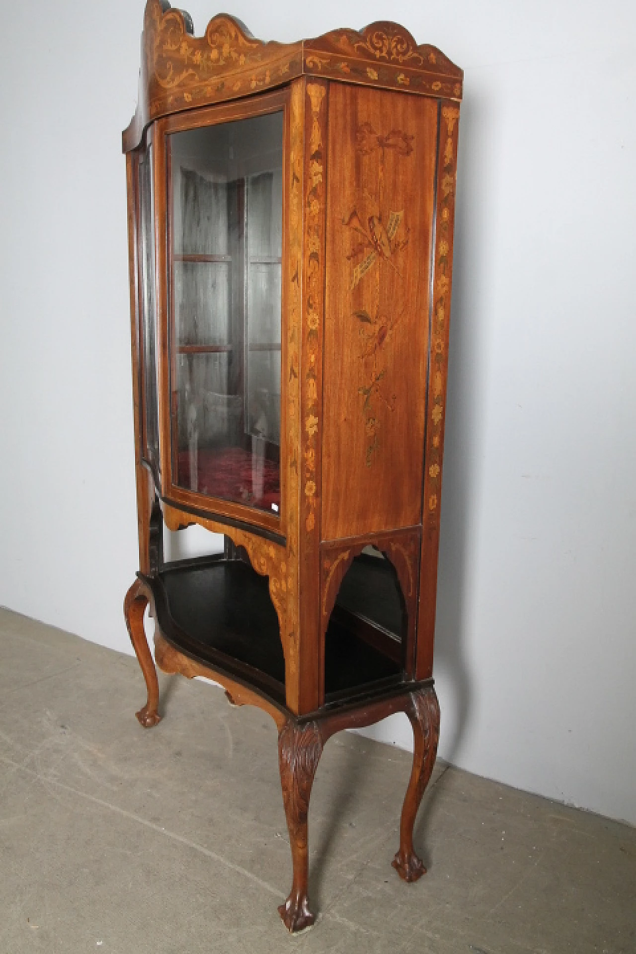 Dutch inlaid walnut glass cabinet, late 19th century 8