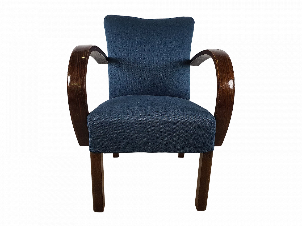 Poltrona in faggio curvato Art Decò imbottita, anni '40 25