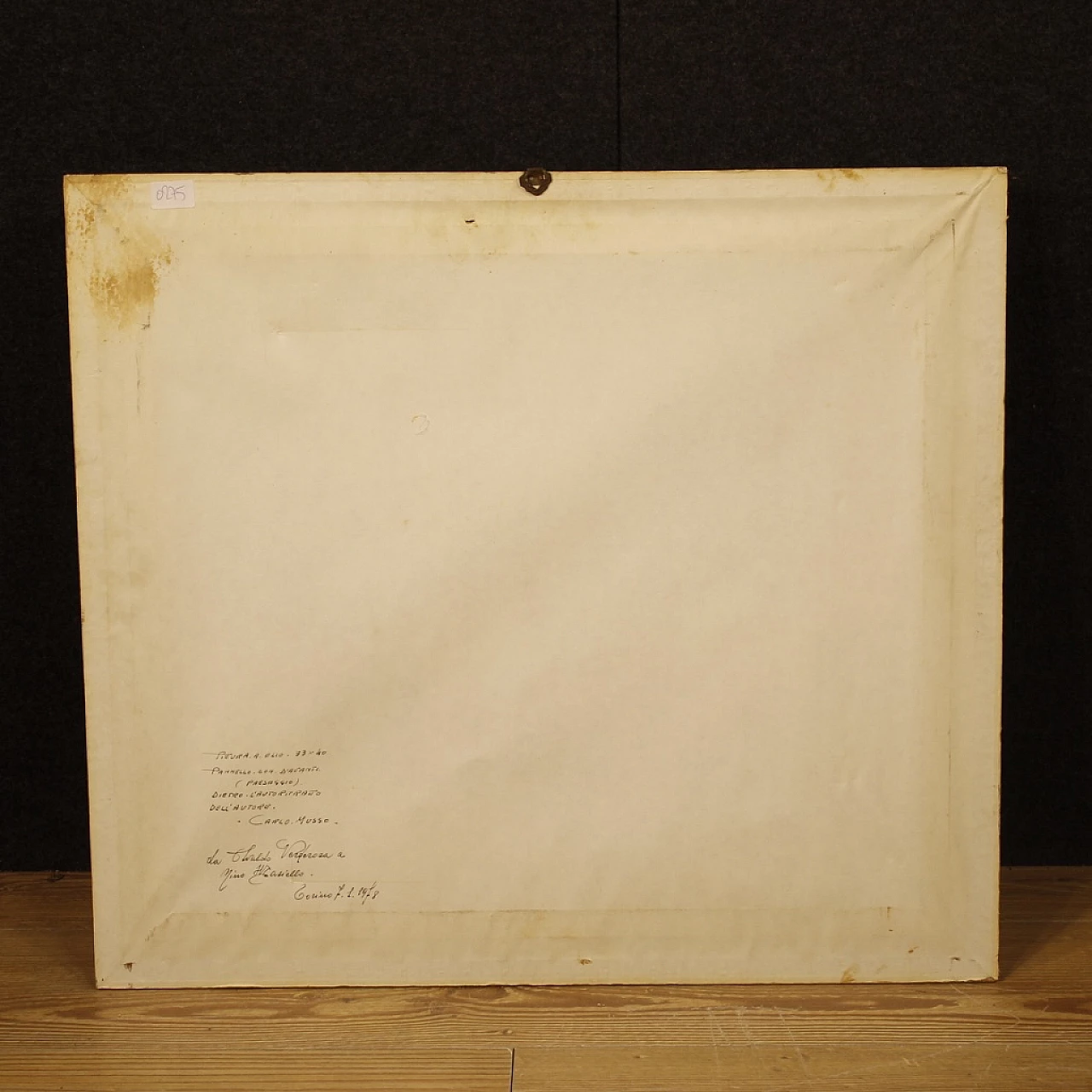 Carlo Musso, paesaggio con fiume, dipinto a olio su tavola 5