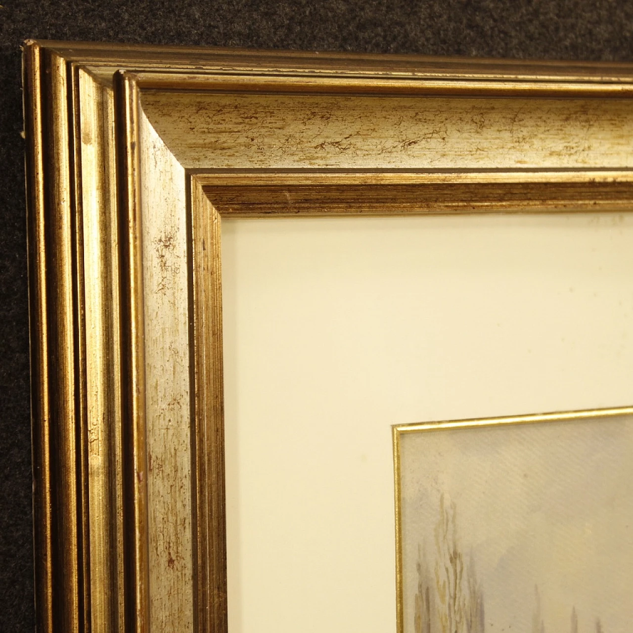 Carlo Musso, paesaggio con fiume, dipinto a olio su tavola 12