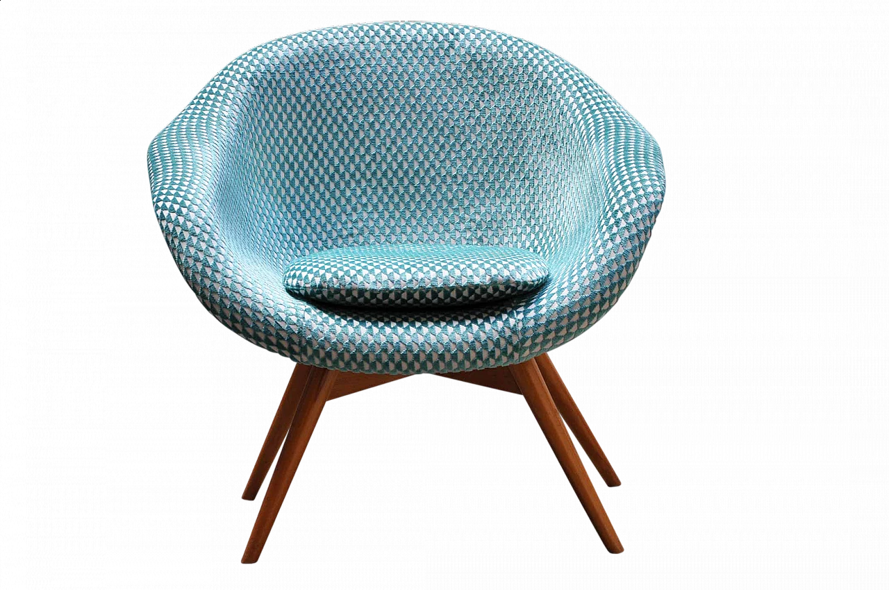 Scandinavian armchair with fibreglass shell frame and wooden legs, 1950s 6