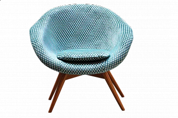 Scandinavian armchair with fibreglass shell frame and wooden legs, 1950s