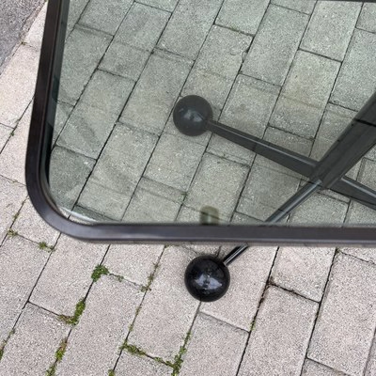 Tavolino con rotelle in ferro e vetro di Arredamenti Allegri Parma, anni '70 5