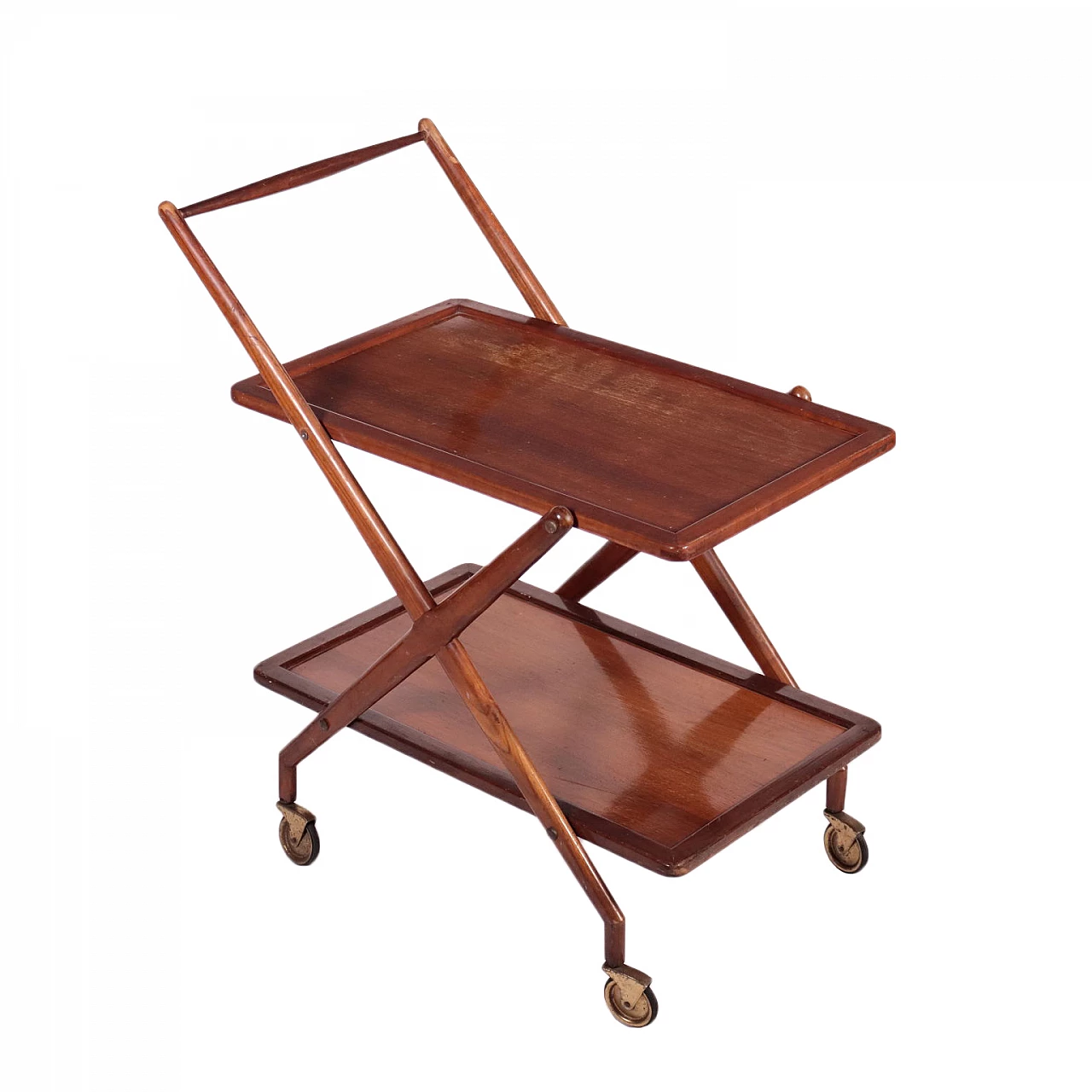Beech veneered solid wood bar cart, 1950s 1