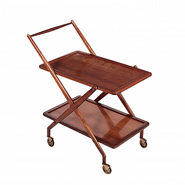 Beech veneered solid wood bar cart, 1950s