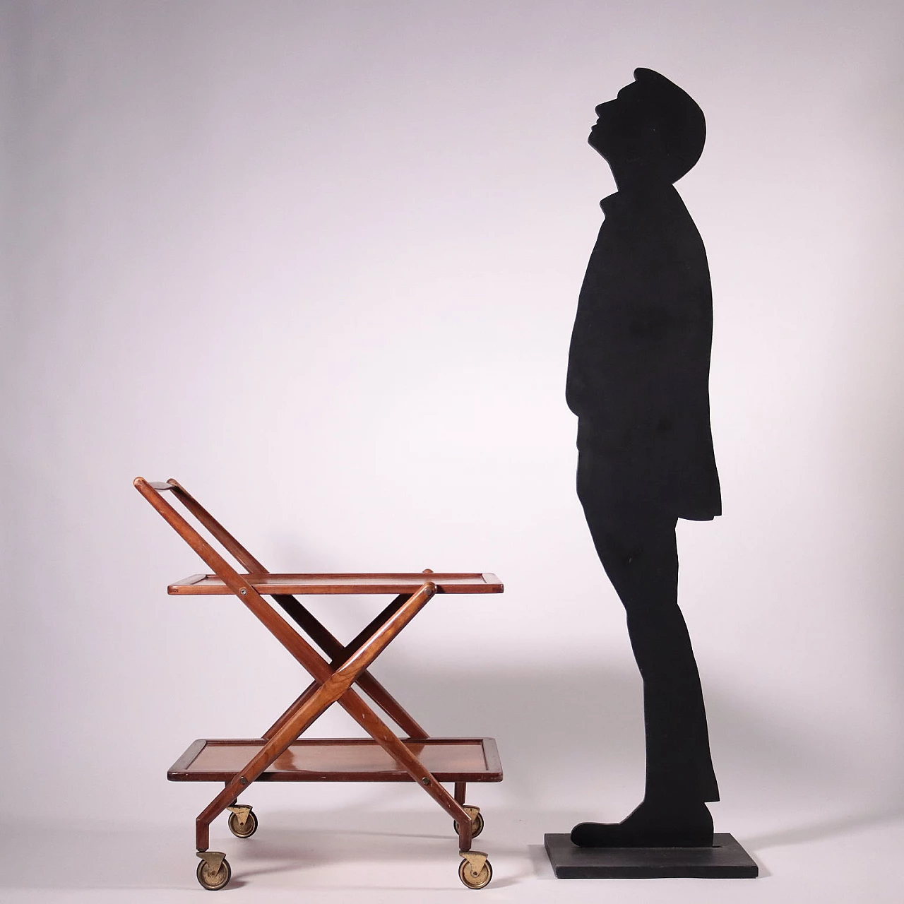 Carrello bar in legno massello impiallacciato faggio, anni '50 2