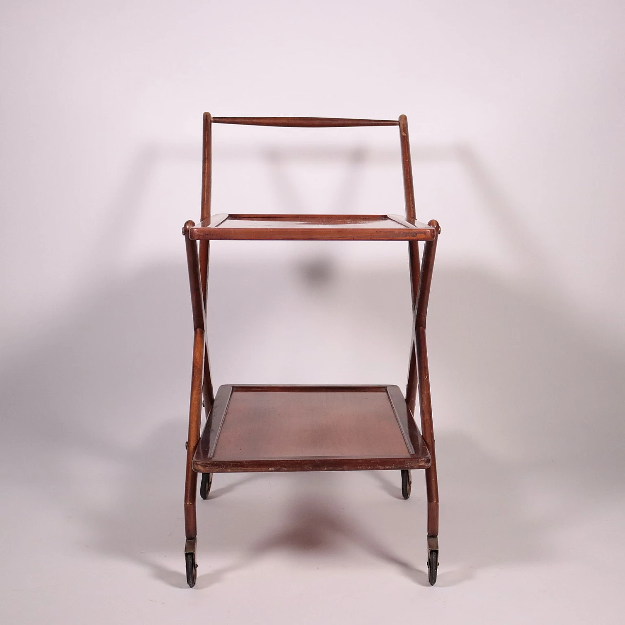 Carrello bar in legno massello impiallacciato faggio, anni '50 8