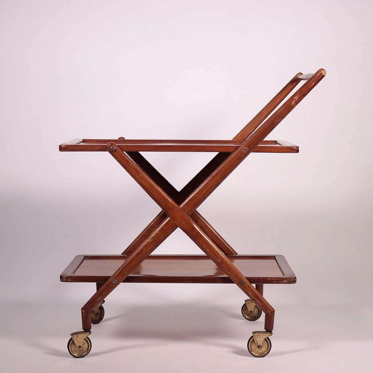 Carrello bar in legno massello impiallacciato faggio, anni '50 9