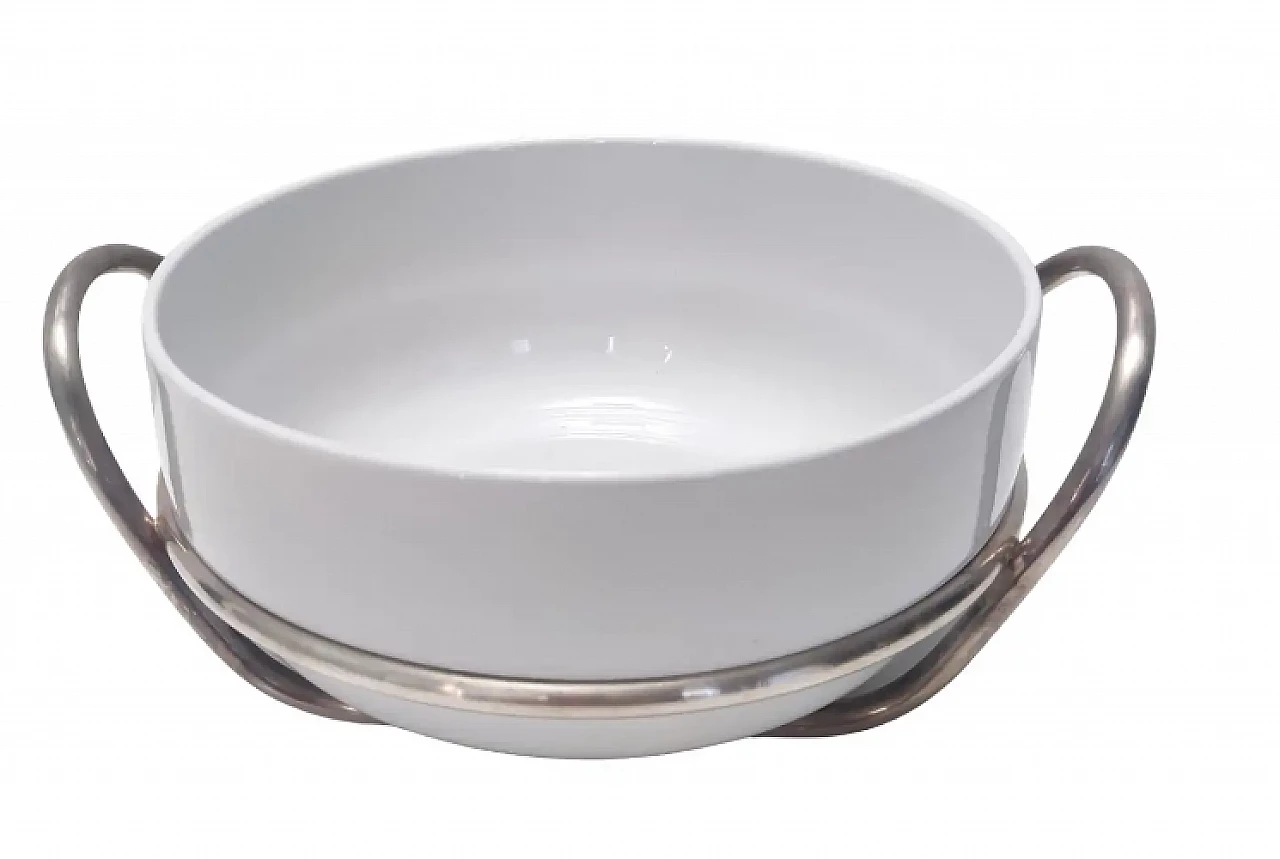 Ciotola da portata in argento e ceramica di Lino Sabattini, anni '70 1