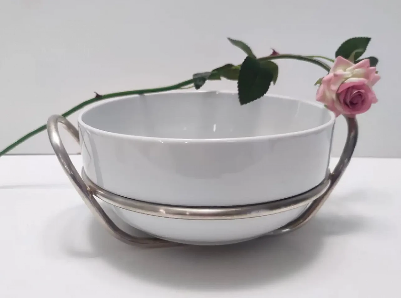 Ciotola da portata in argento e ceramica di Lino Sabattini, anni '70 2