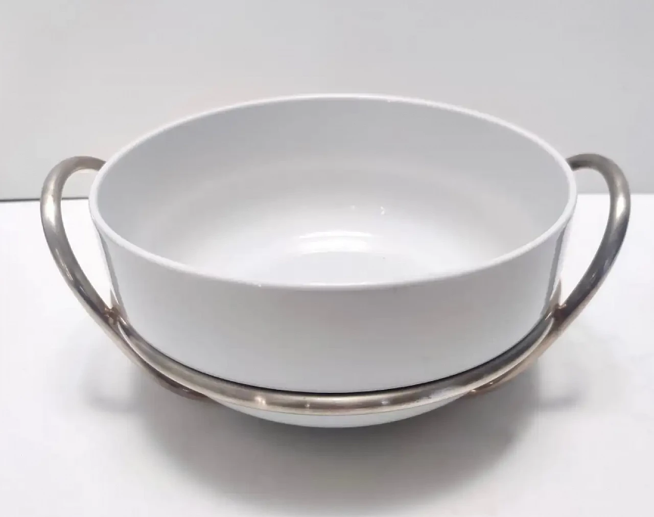Ciotola da portata in argento e ceramica di Lino Sabattini, anni '70 3