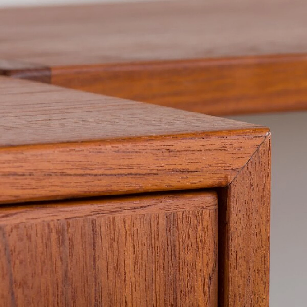 Modular teak bookcase with desk and cabinet by K. Kristiansen, 1960s 11