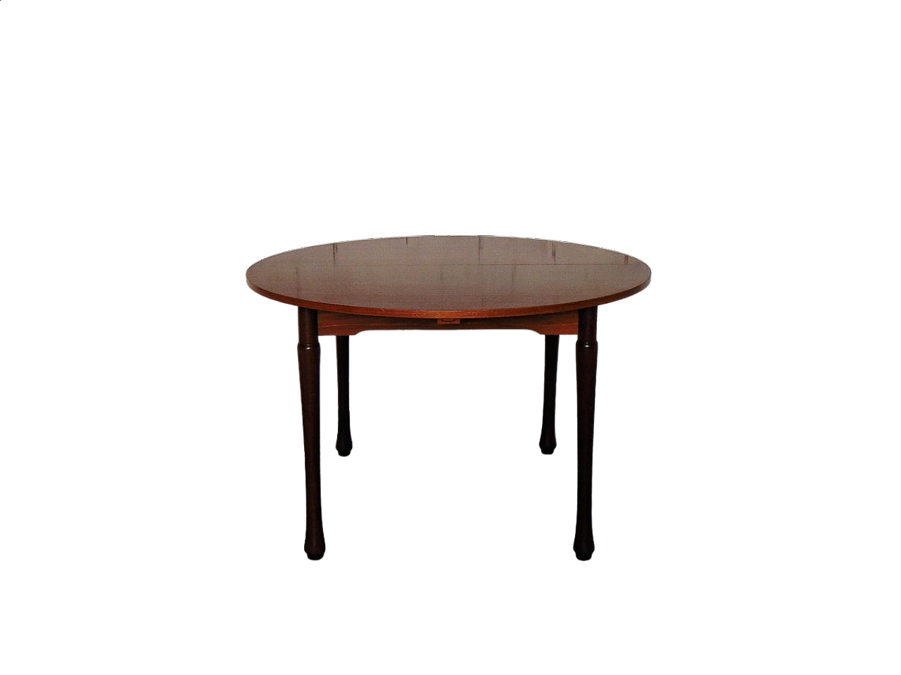 Round extendable wood table with teak laminate top, 1960s 8