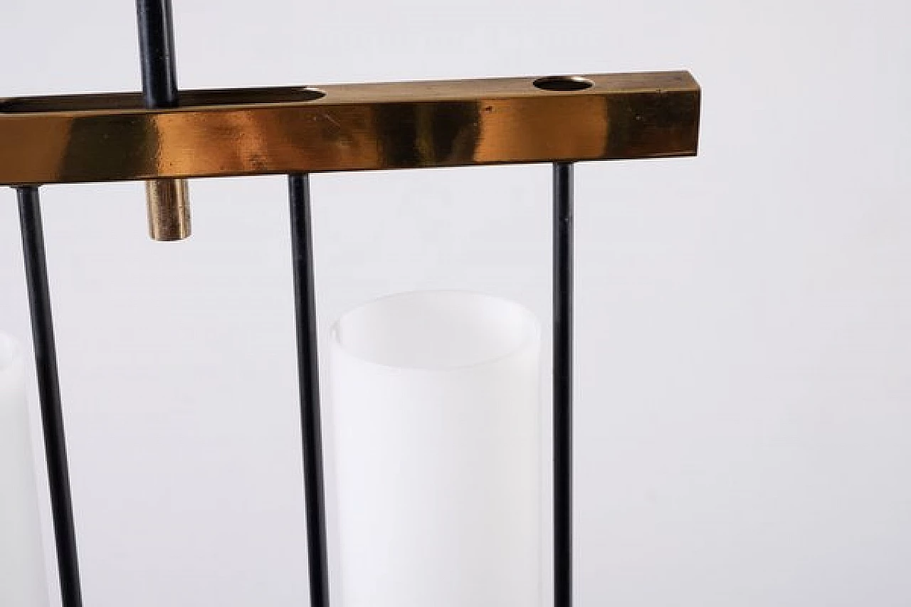 Lampada da soffitto in ottone e vetro opalino, anni '50 3