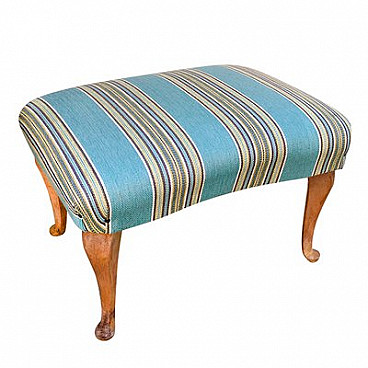 Footstool in oak and striped patterned fabric, 1950s