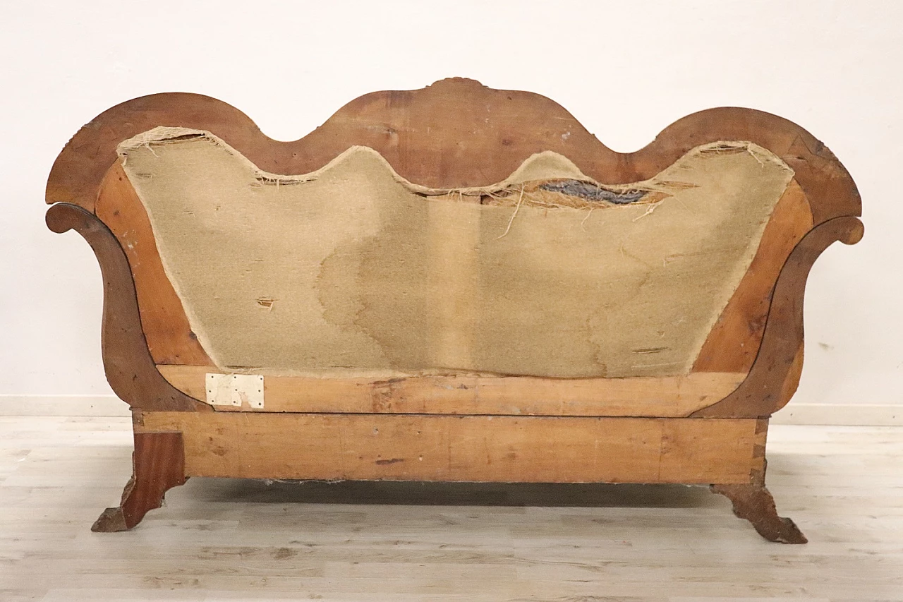 Charles X walnut boat-shaped sofa with carved decoration, 19th century 9