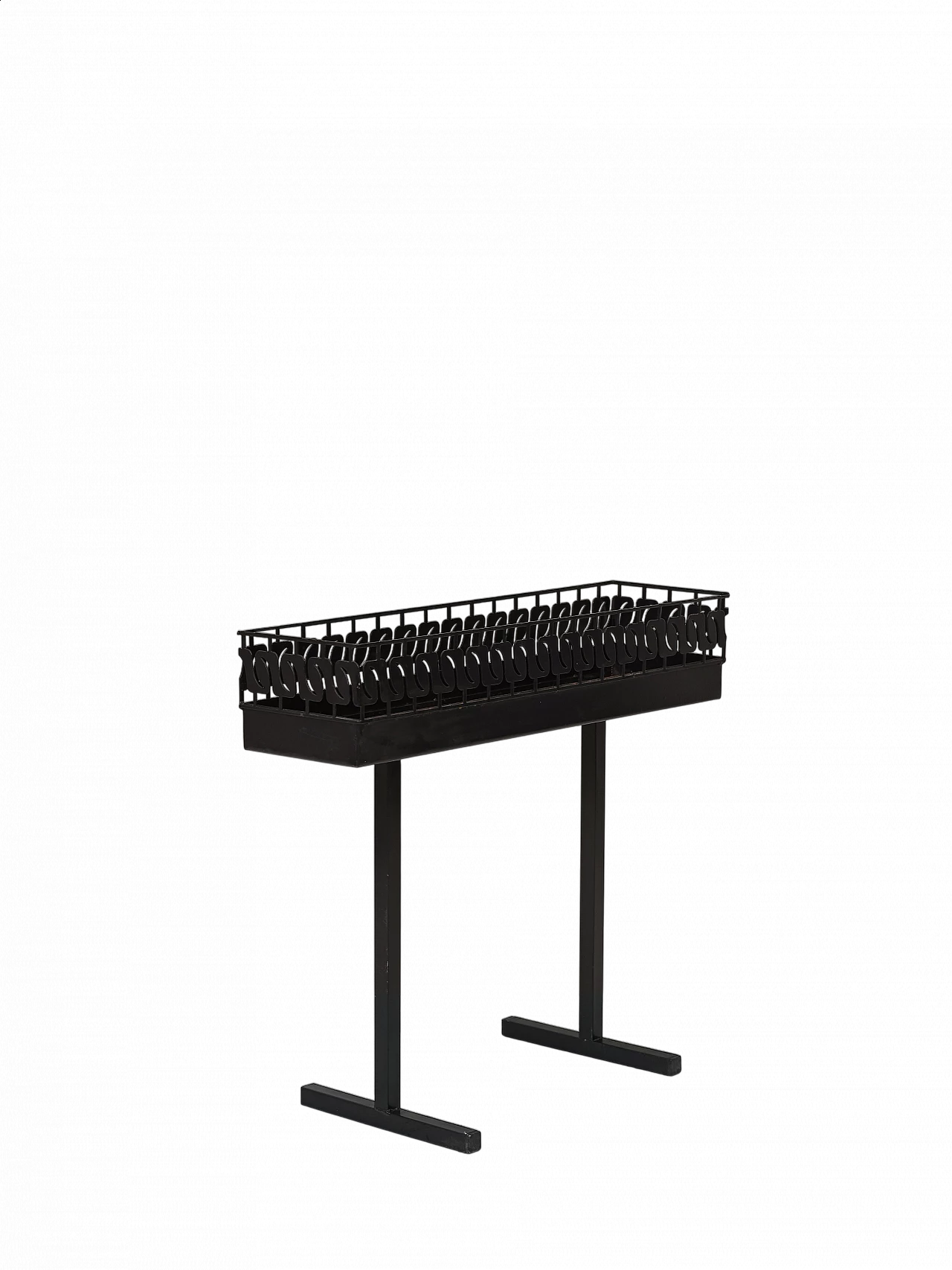 Fioriera scandinava in metallo dipinto di nero, anni '60 9