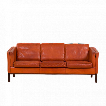 Brown aniline leather sofa by Mogens Hansen, 1970s