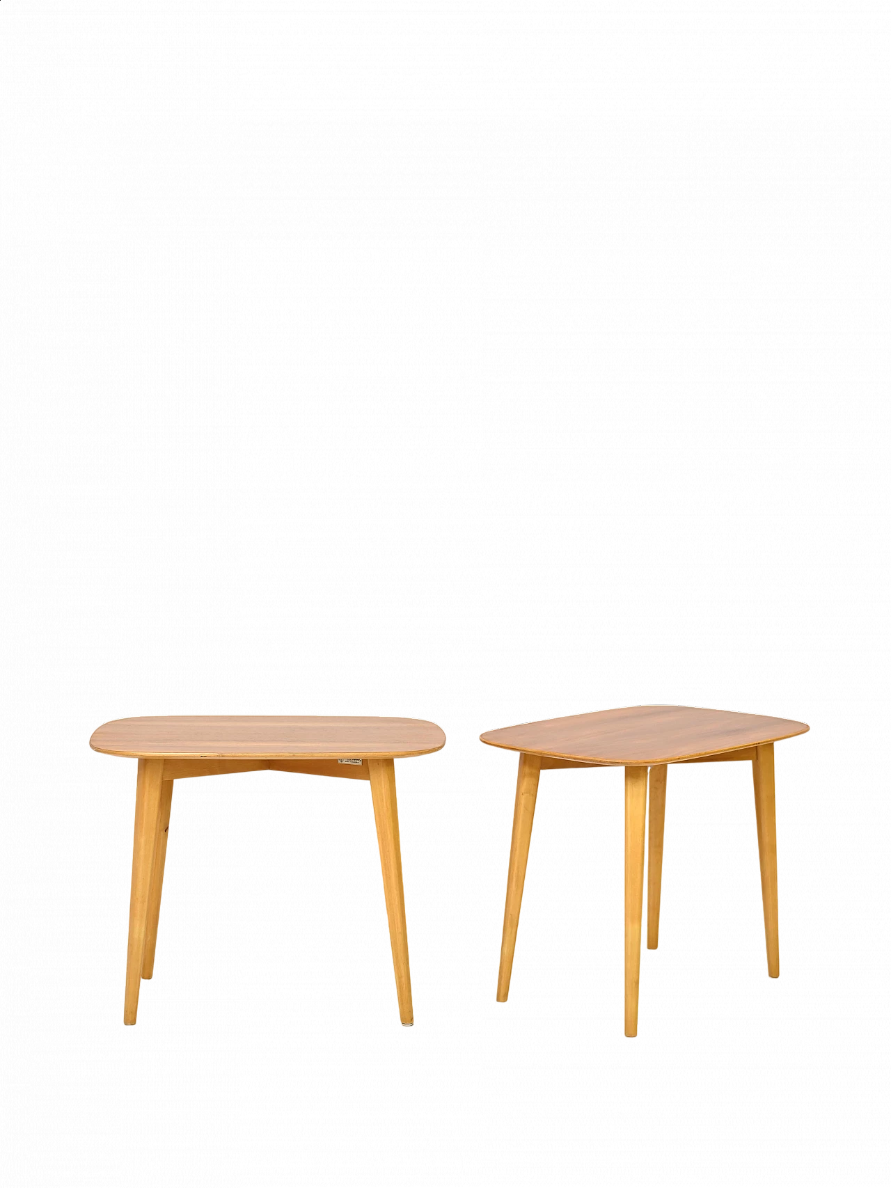 Pair of Scandinavian oval coffee tables with tapered legs, 1960s 10