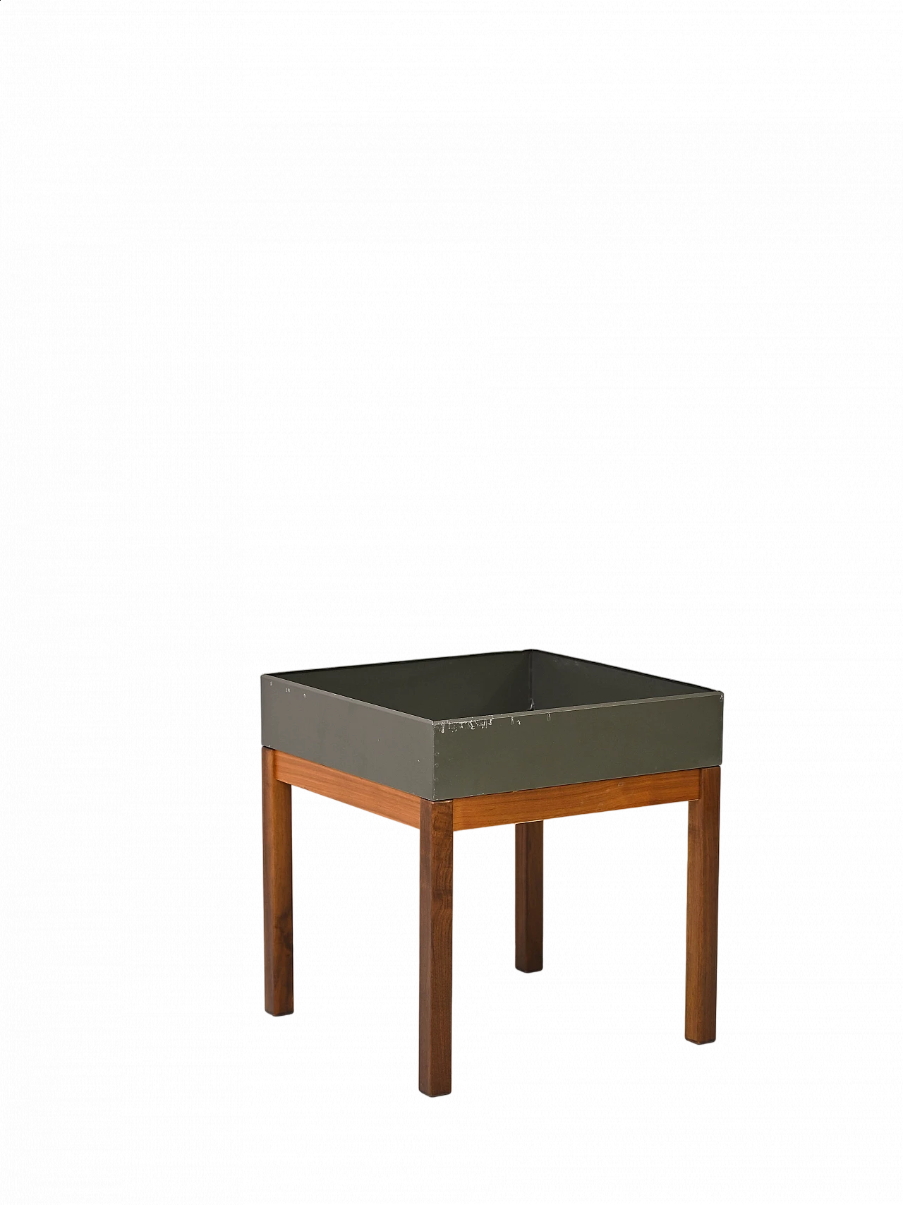 Fioriera scandinava in teak e metallo, anni '60 10