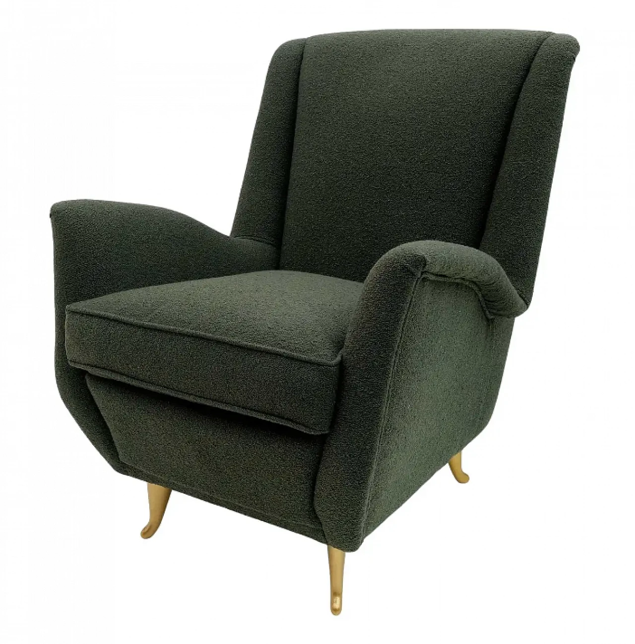 Wood and bouclè armchair by Gio Ponti for Isa Bergamo, 1950s 1