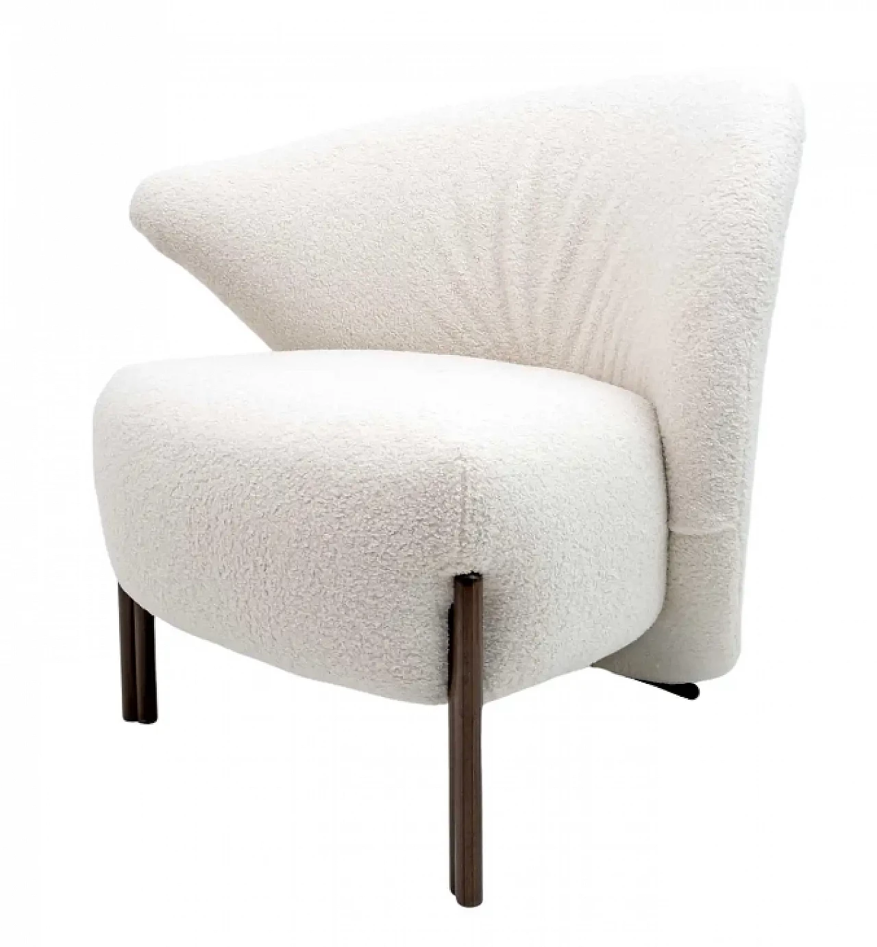 Poltrona in legno e bouclè, anni '80 1