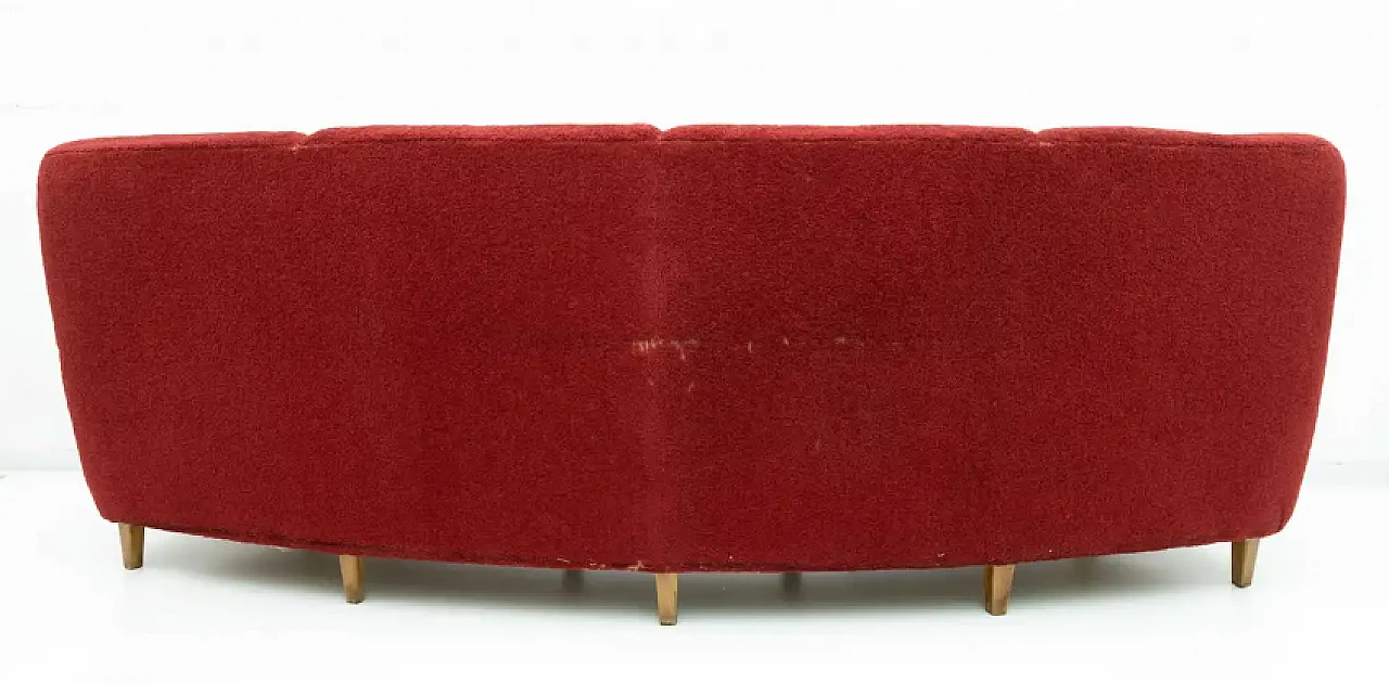 Divano curvo a quattro posti in velluto, anni '50 8