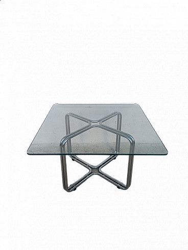 Tavolo in acciaio cromato e vetro di Gastone Rinaldi per Rima, anni '60
