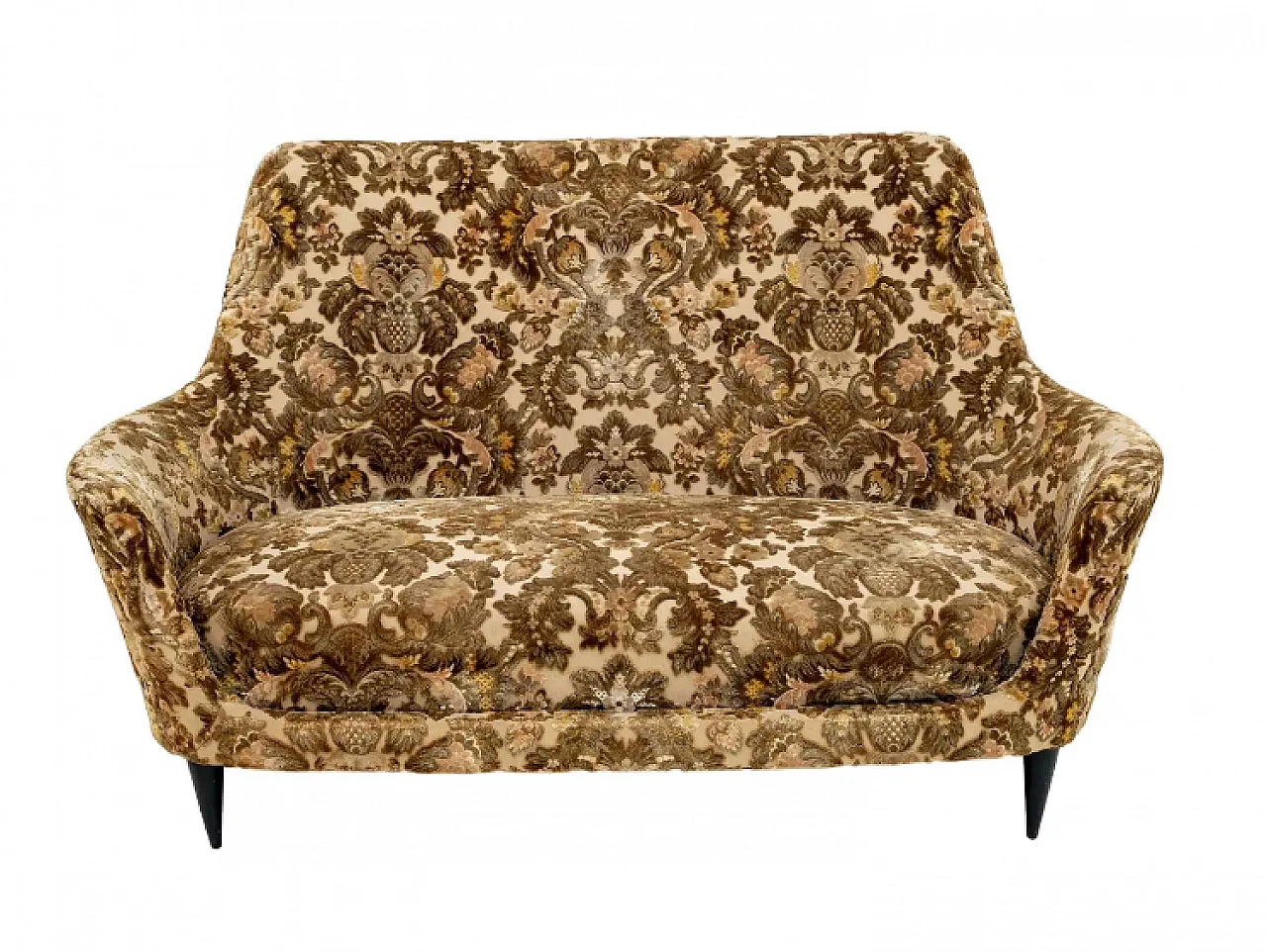 Piccolo divano in tessuto curvo, anni '50 1