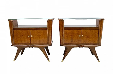 Coppia di comodini in radica di noce, anni '30