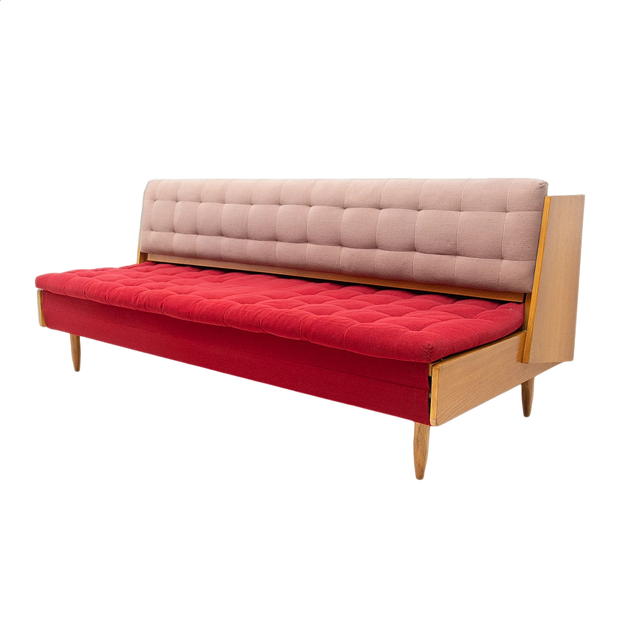Czechoslovakian ash and fabric sofa bed, 1960s 17