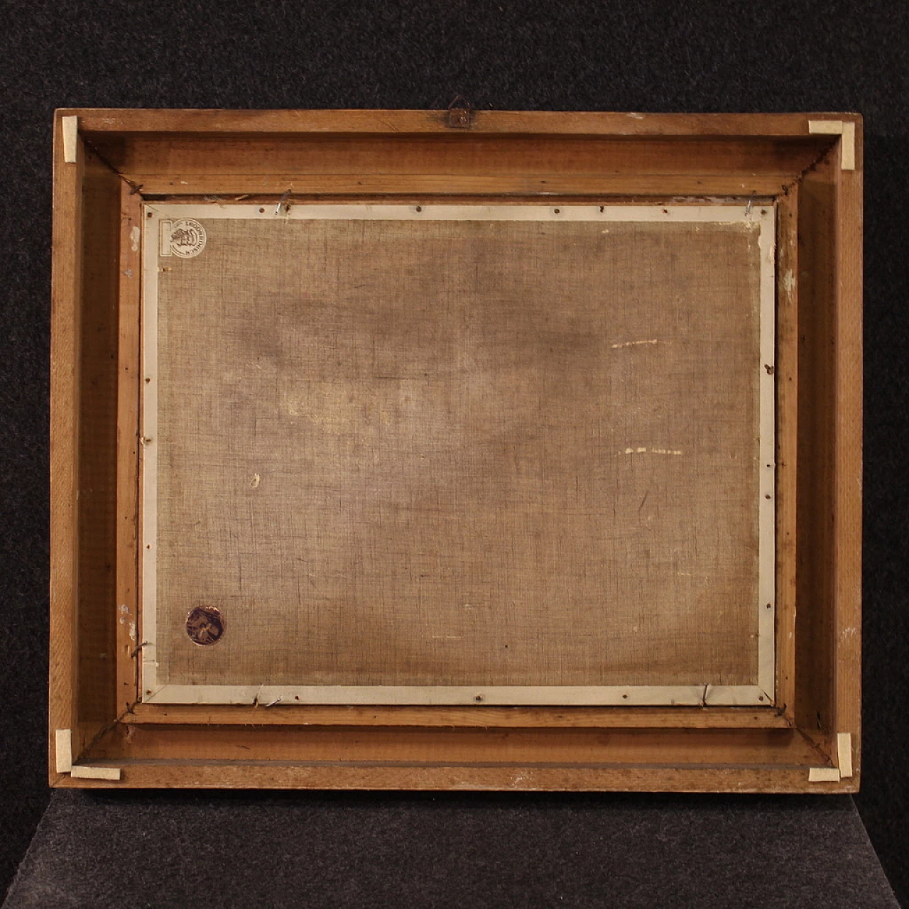 Remo Testa, dipinto di pescatori al tramonto, olio su tela, anni '50 12