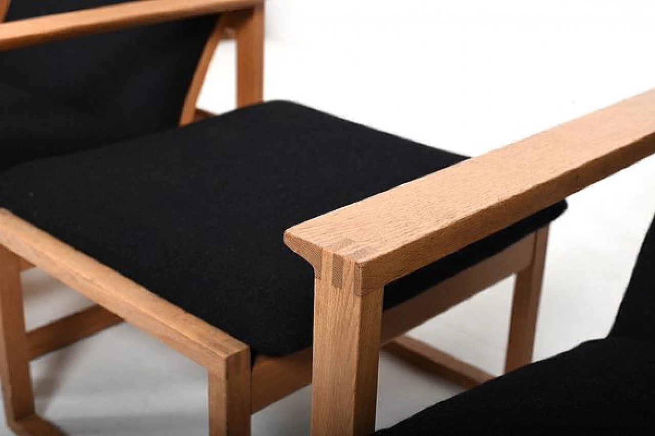Pair of BM-2254 sled base armchair and stool by Børge Mogensen for Fredericia, 1960s 6