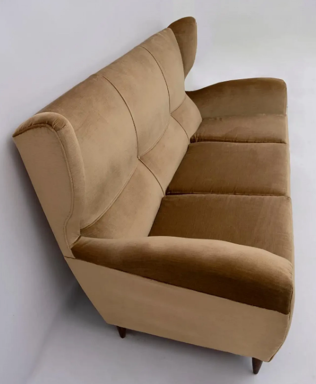 Beech and velvet sofa with high back by Gio Ponti, 1950s 6