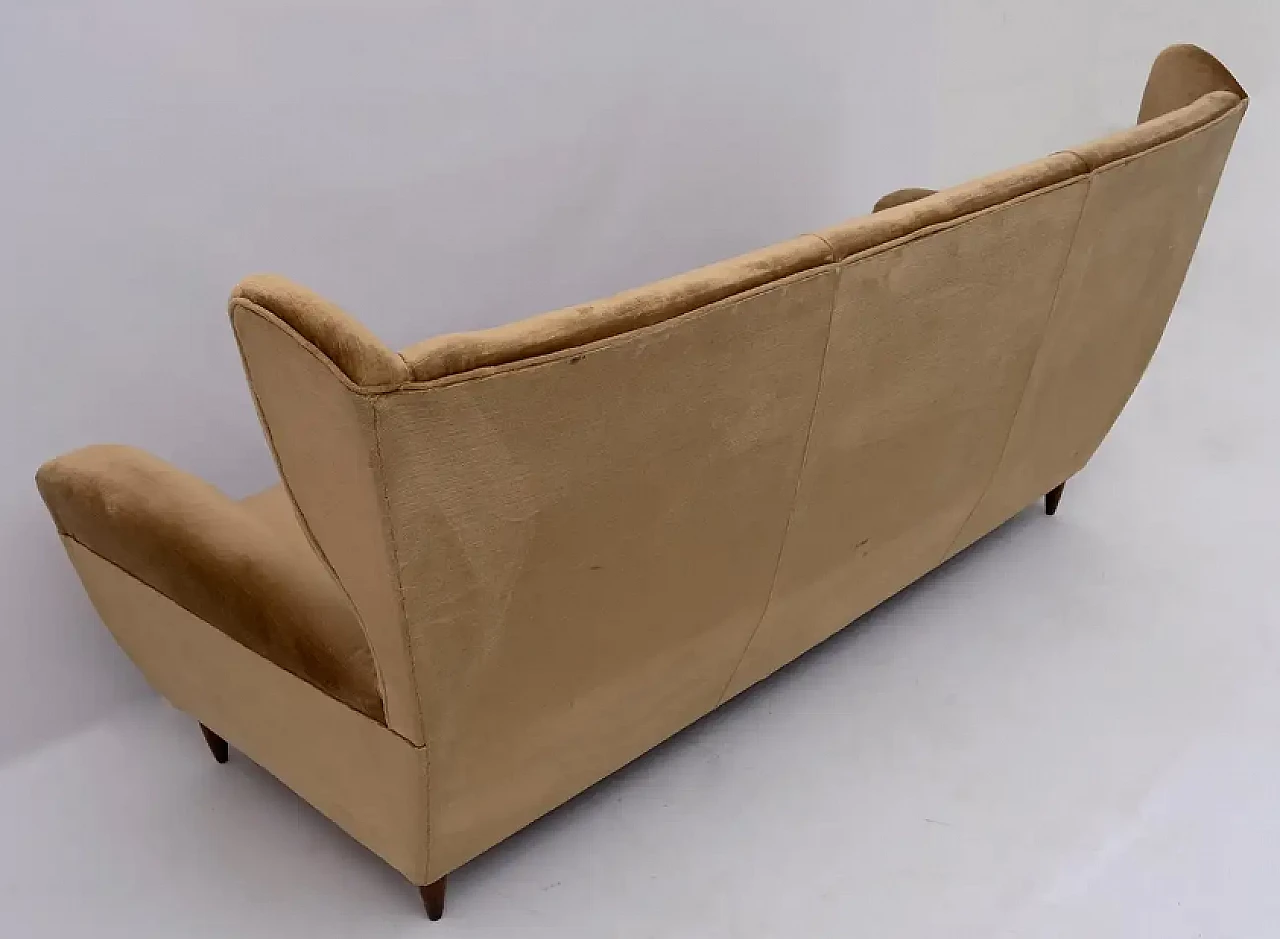 Beech and velvet sofa with high back by Gio Ponti, 1950s 8