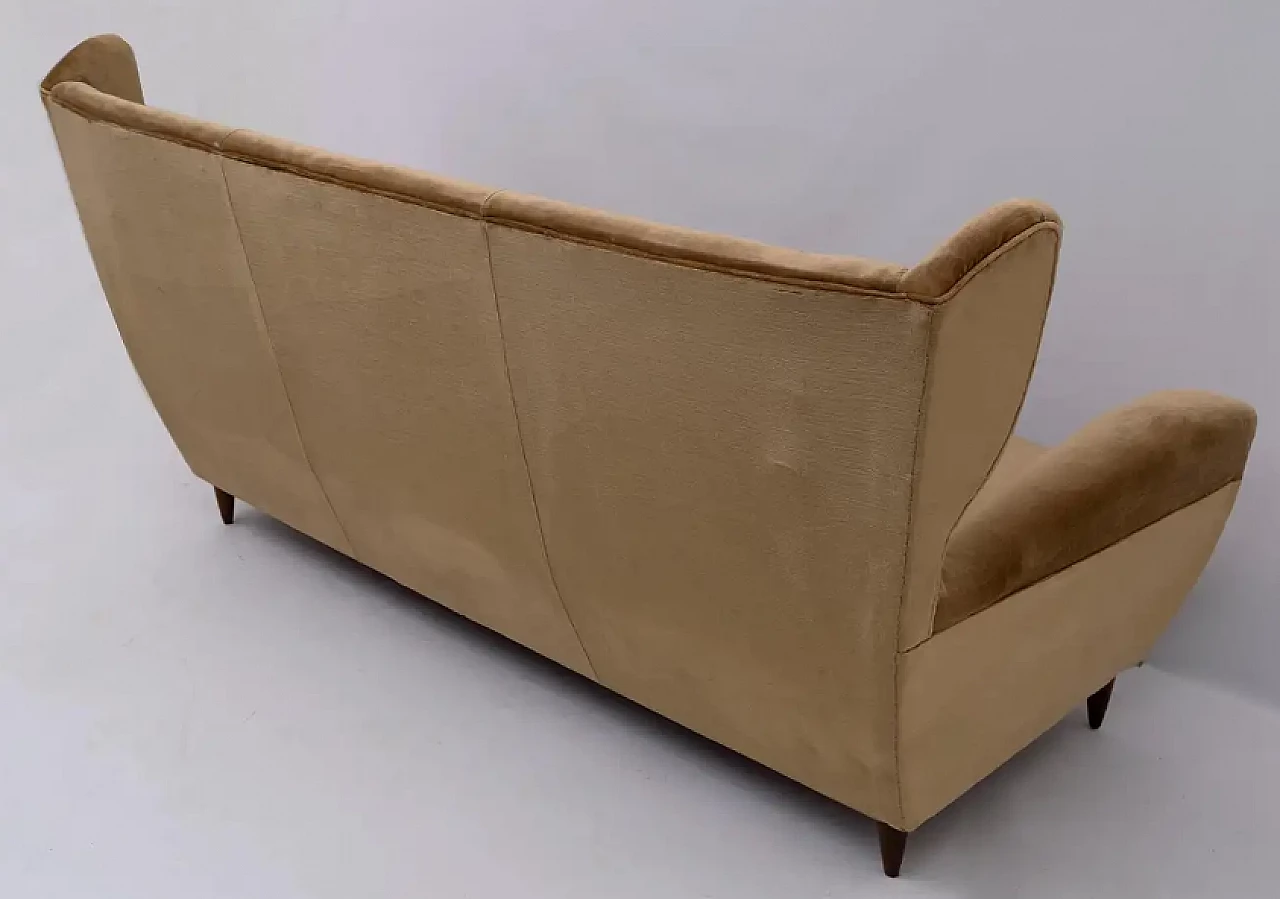 Beech and velvet sofa with high back by Gio Ponti, 1950s 9