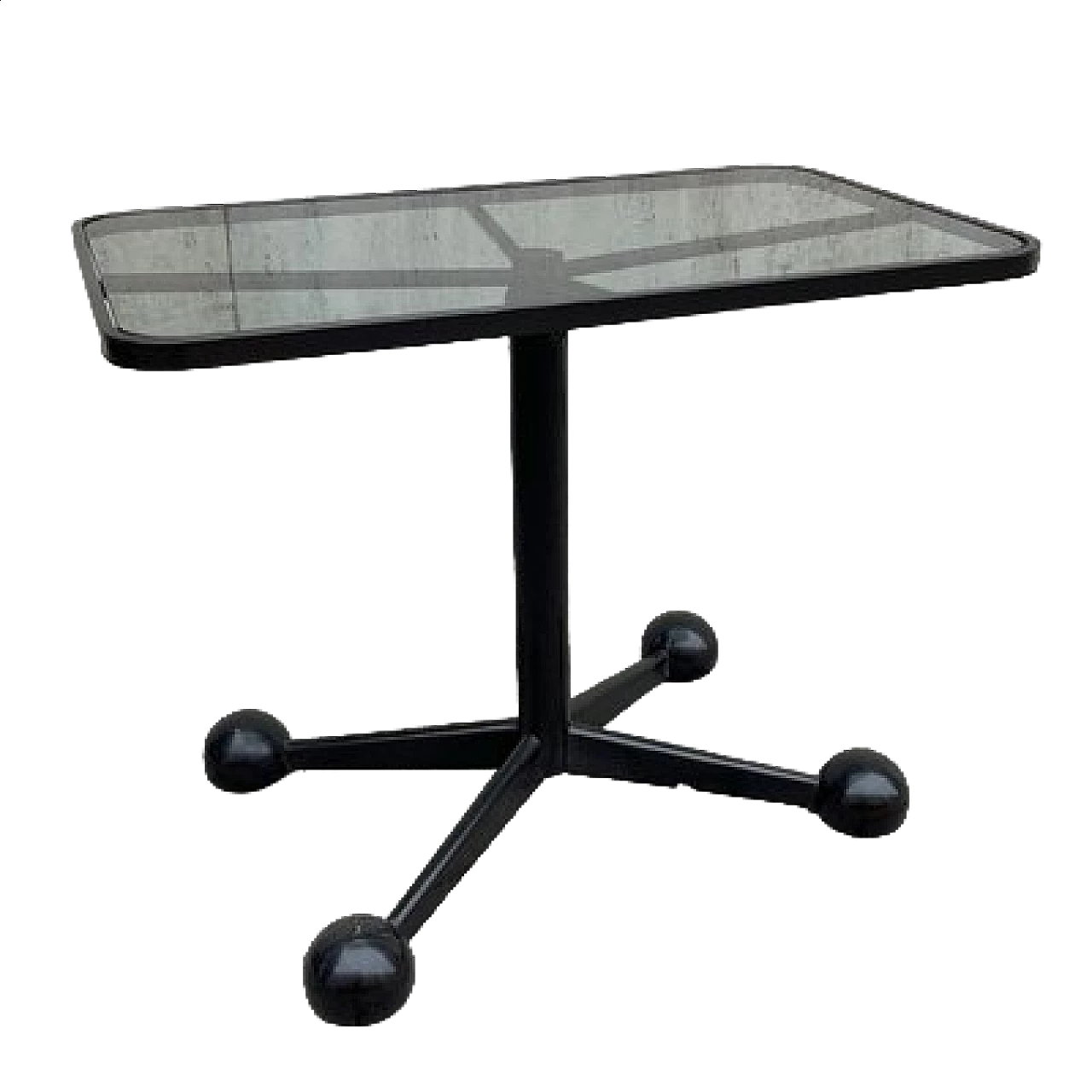 Tavolino con rotelle in ferro e vetro di Arredamenti Allegri Parma, anni '70 12