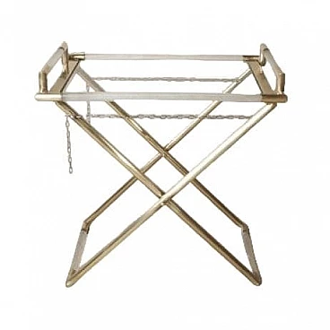 Glass and brass bar cart by Barovier & Toso, 1950s