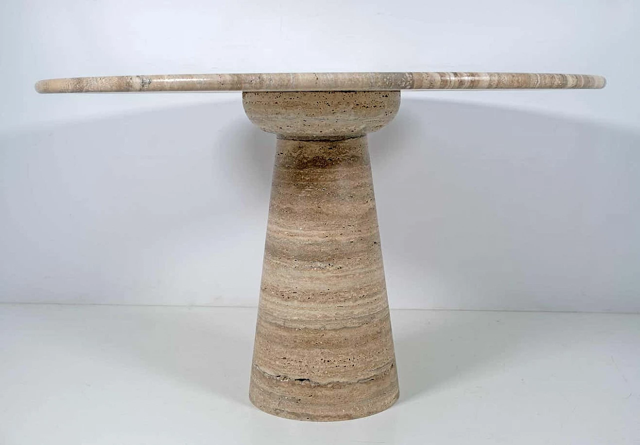 Round travertine table attributed to Angelo Mangiarotti, 1970s 3