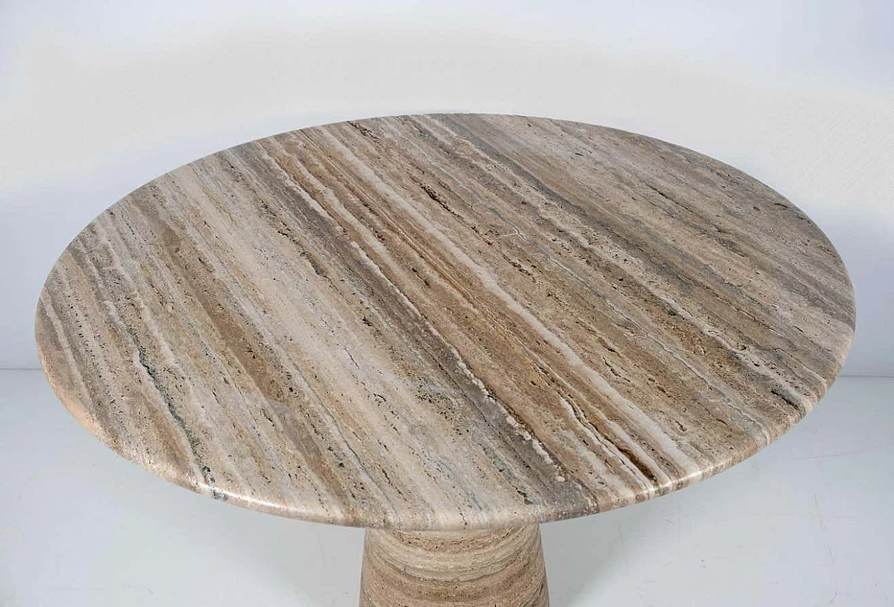 Round travertine table attributed to Angelo Mangiarotti, 1970s 4