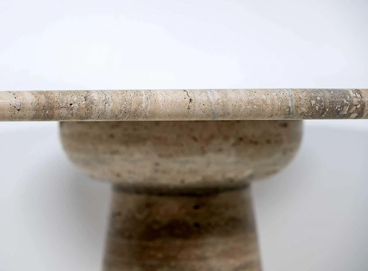 Round travertine table attributed to Angelo Mangiarotti, 1970s 6