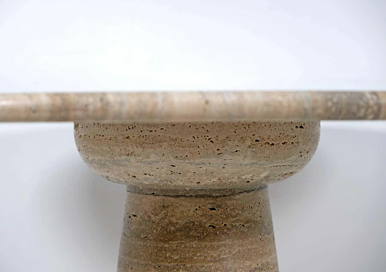 Round travertine table attributed to Angelo Mangiarotti, 1970s 7