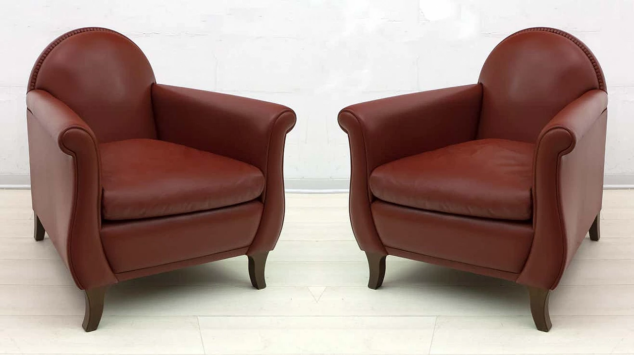 Coppia di poltrone Lyra di Renzo Frau per Poltrona Frau, anni '80 2