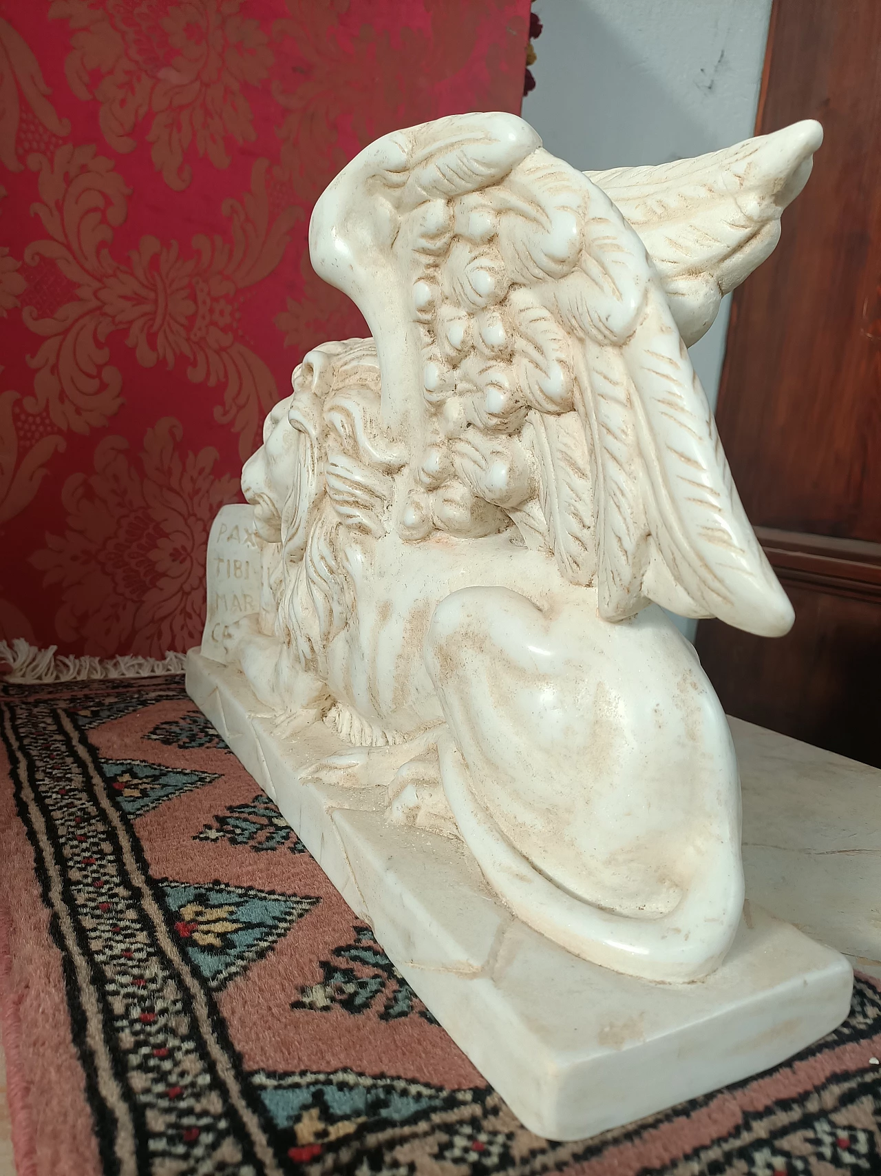 Scultura di Leone di San Marco in marmo bianco Thassos, inizio '900 1