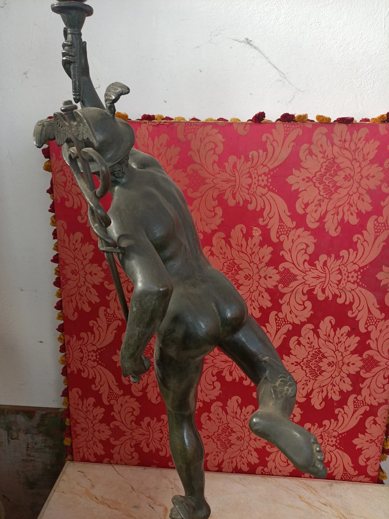 Scultura di Hermes in bronzo con lampada, '800 1