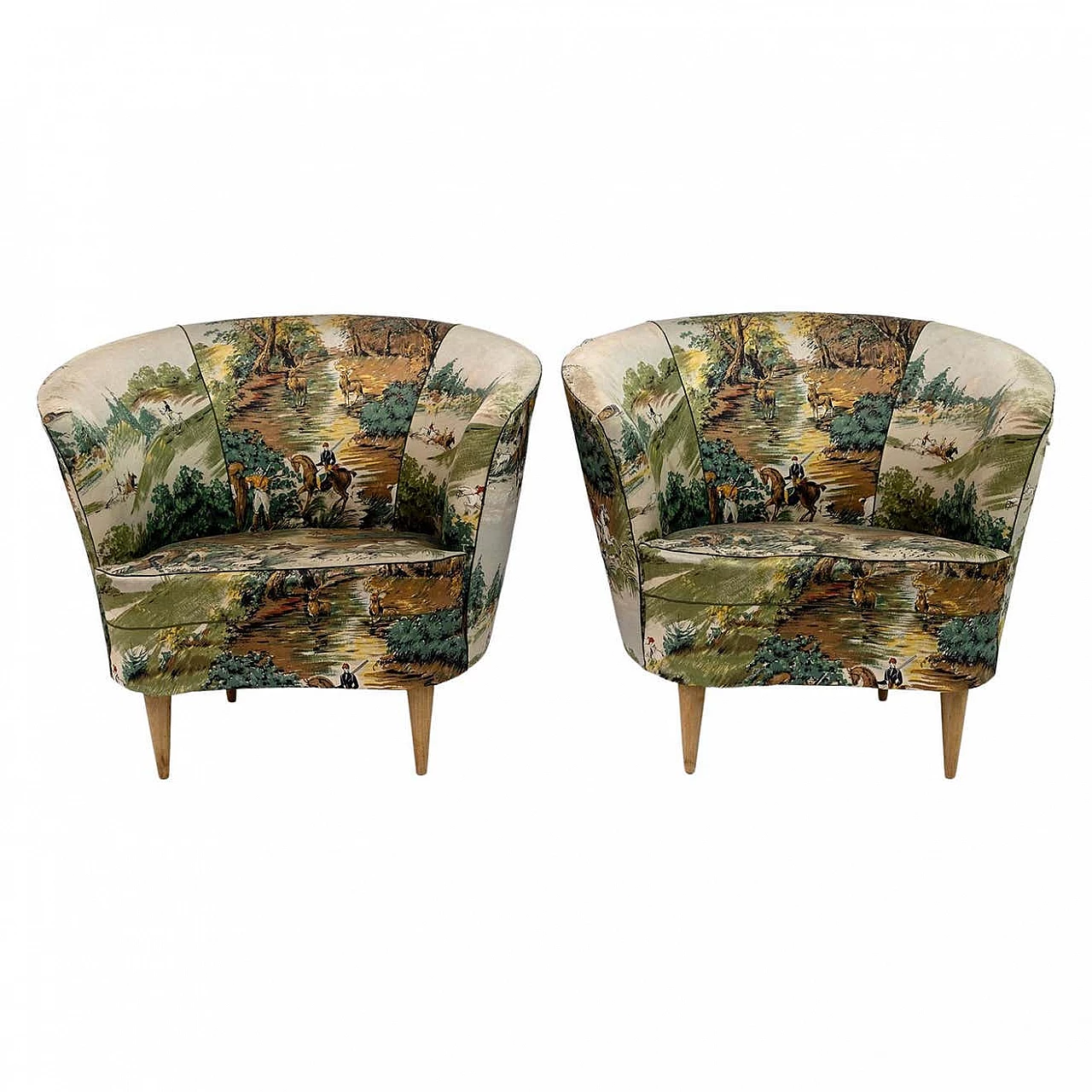 Pair of armchairs in the style of Gio Ponti for Casa e Giardino, 1950s 1
