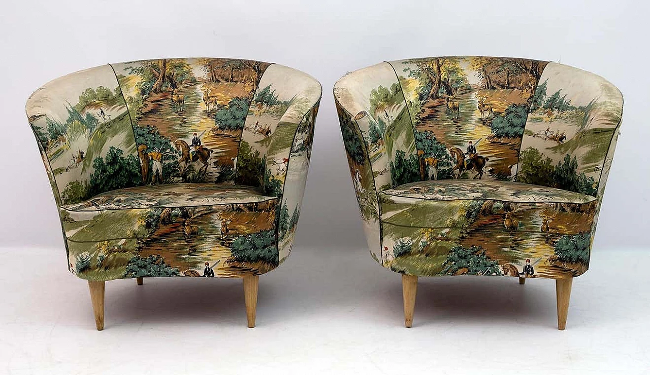 Pair of armchairs in the style of Gio Ponti for Casa e Giardino, 1950s 2