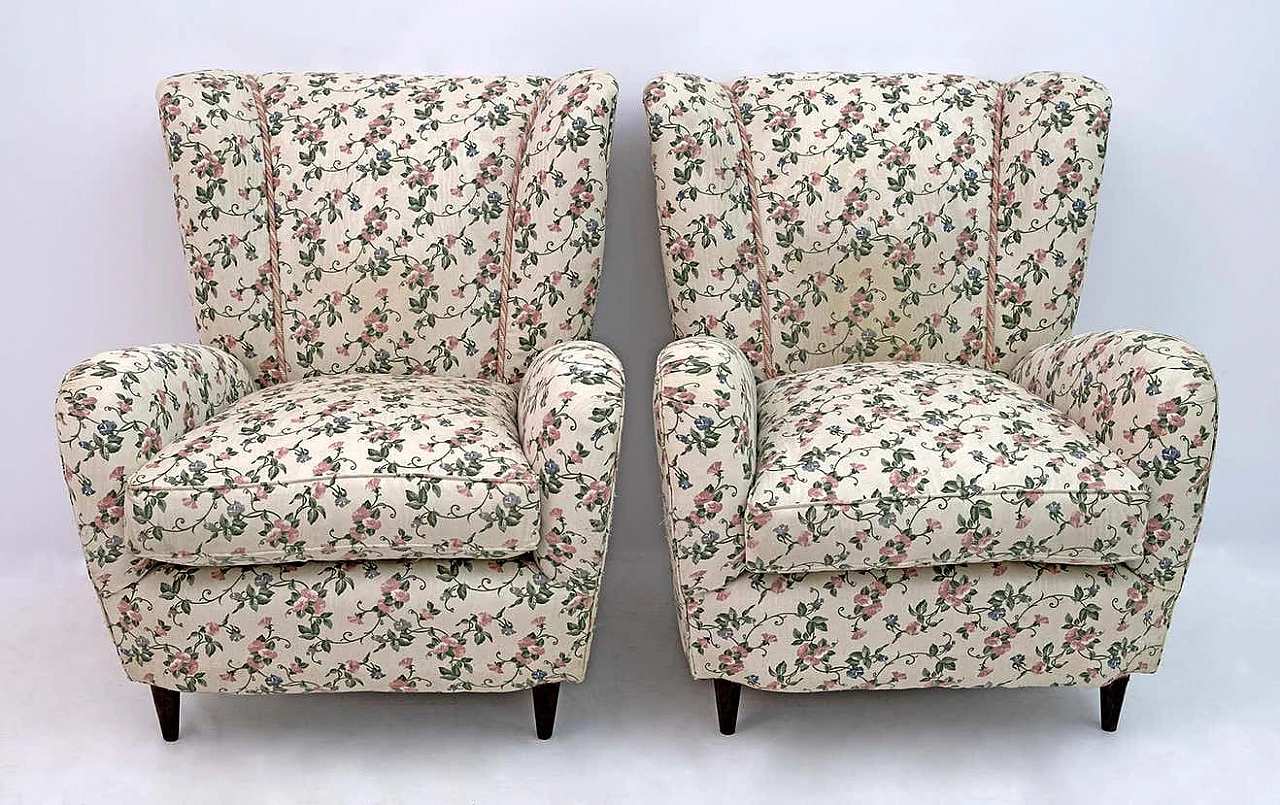 Pair of upholstered bentwood armchairs by Paolo Buffa, 1950s 1